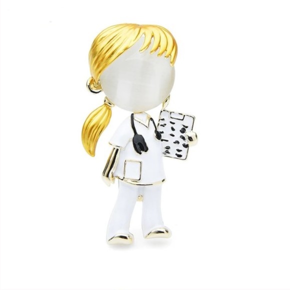 NEW 18K Gold Opal Doctor Nurse Brooch - Picture 8 of 13